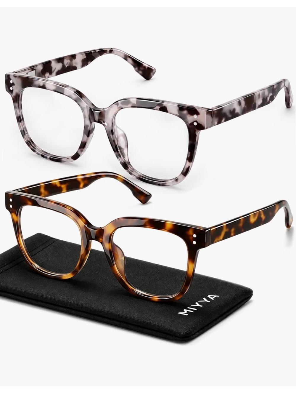 Women's Tortoiseshell Pattern Blue Light Oversized Glasses - Set of 2